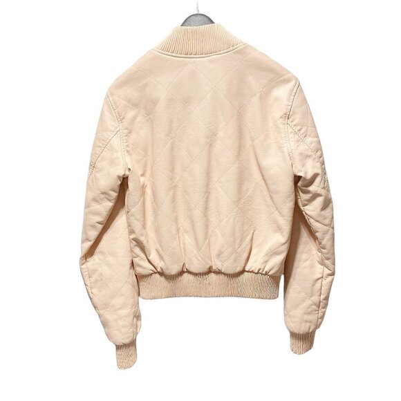 Ci Sono Women's Quilted Vegan Leather Bomber Jacket Bubblegum Pink - Picture 6 of 6